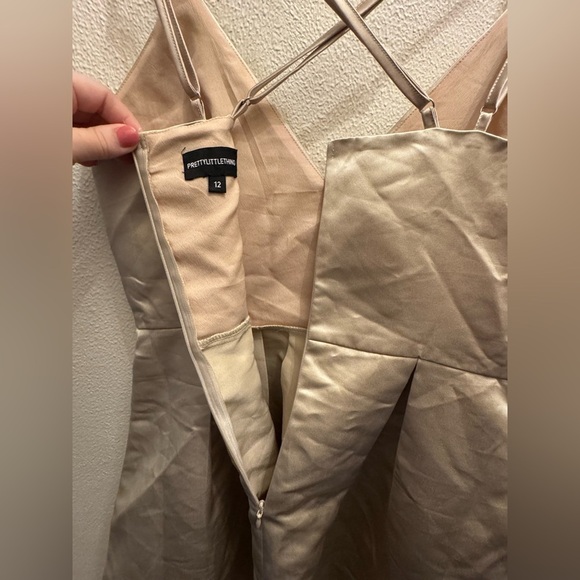 Women’s PrettyLittleThing Formal Gold Champagne Mini Cocktail Dress - Picture 6 of 7